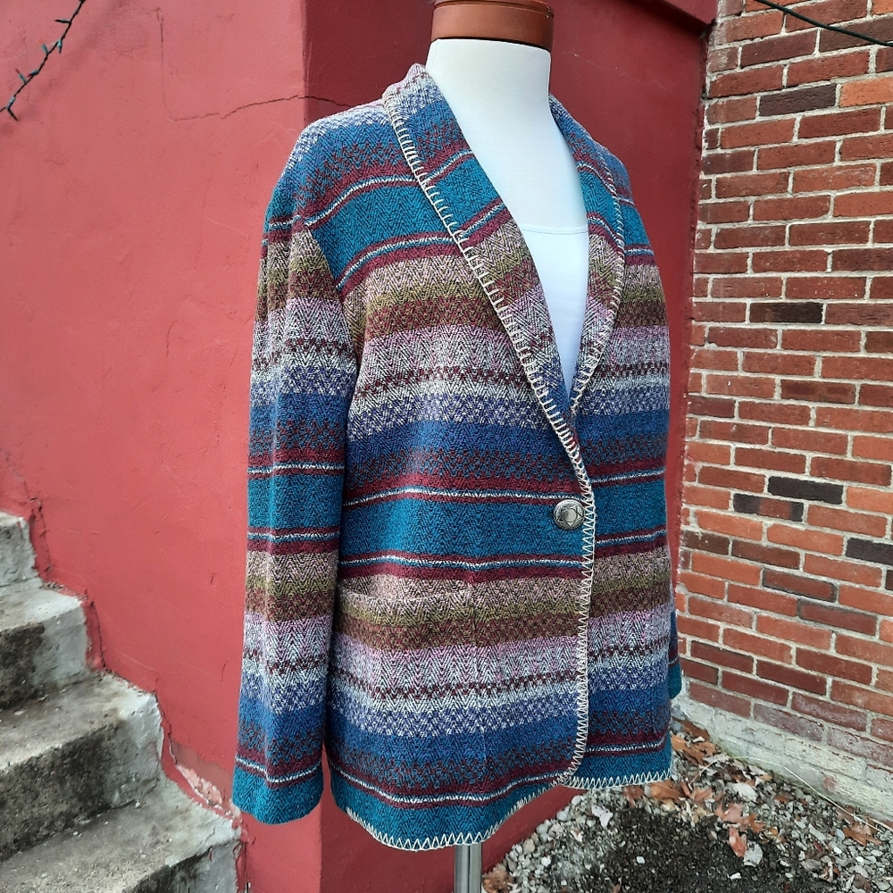 Vintage 90's Aztec Print Button Blazer Jacket - Picture 10 of 12